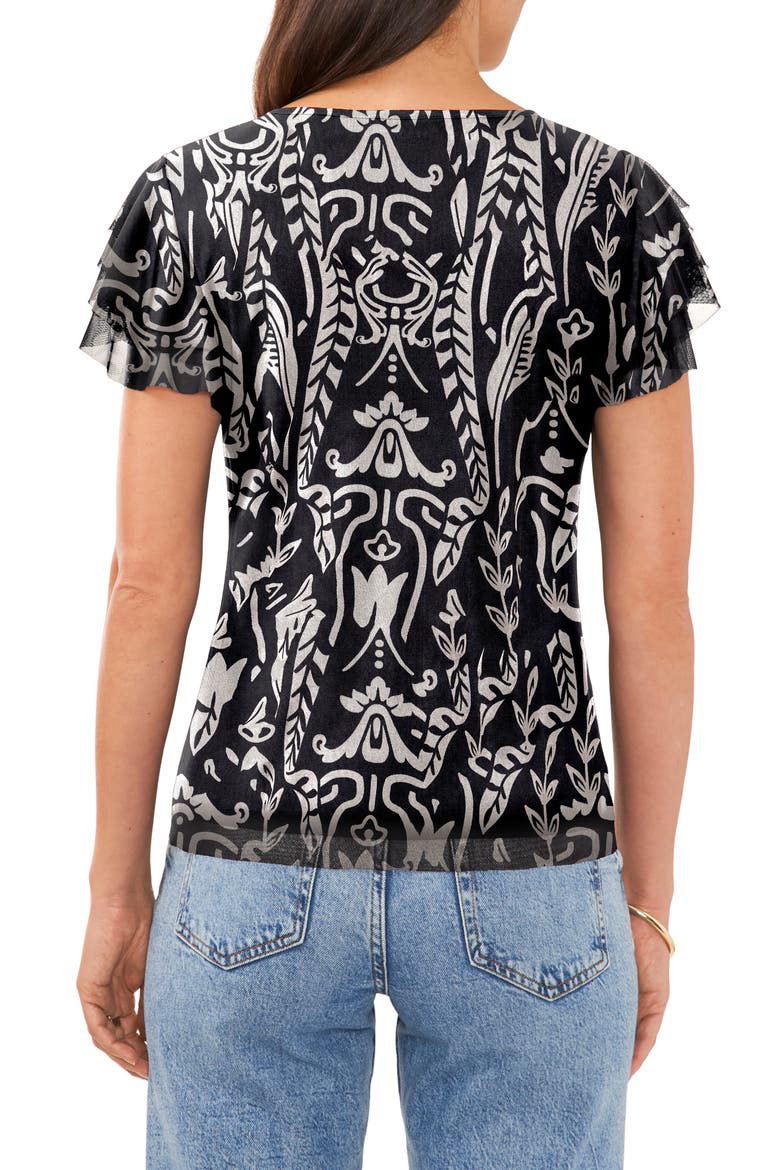 Flutter Sleeve Mesh Top, Alternate, color, RICH BLACK