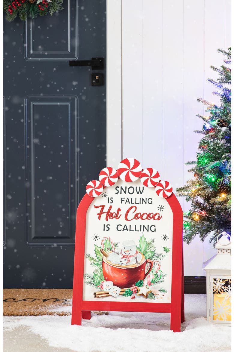 Christmas Wooden Easel Porch Sign, Alternate, color, Red