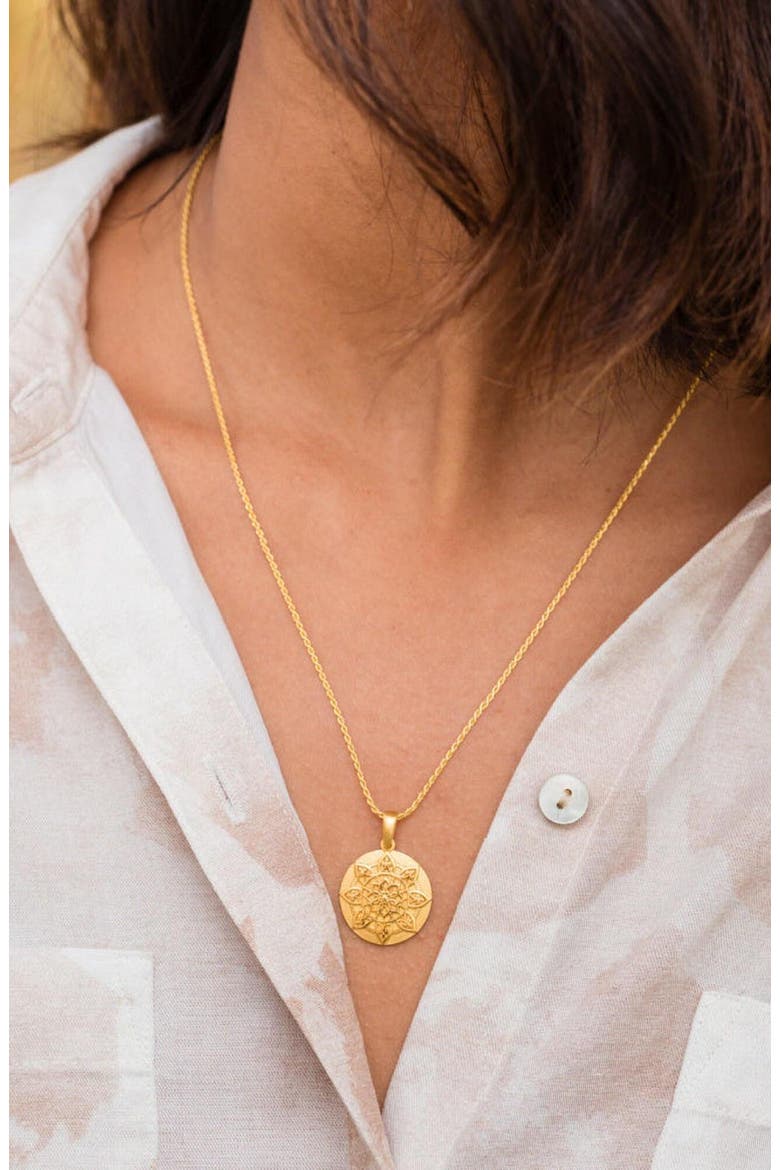 I Am Worthy mandala necklace, Alternate, color, Original - Gold