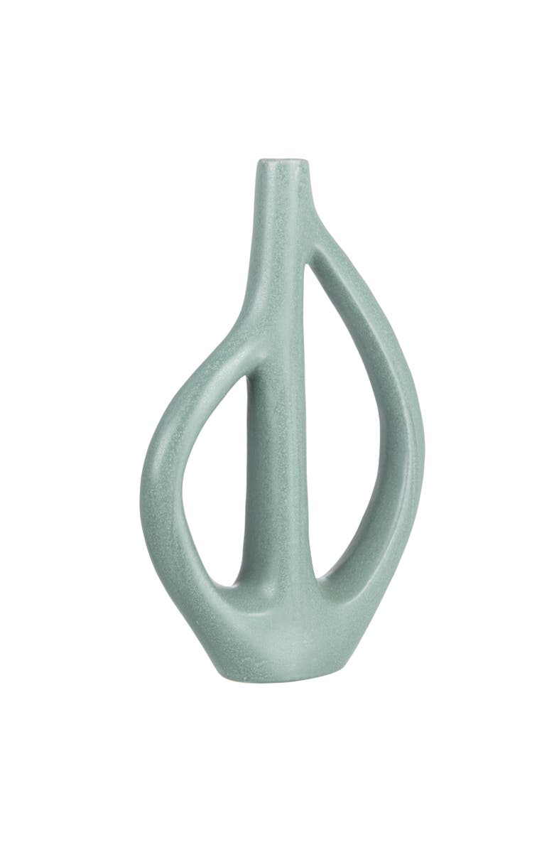 Storied Home Stoneware Sculptural Vase with Teardrop Handles, Main, color, Blue