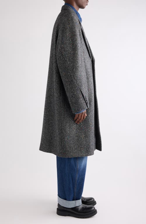 Givenchy Oversize Wool Blend Herringbone Overcoat In Gray