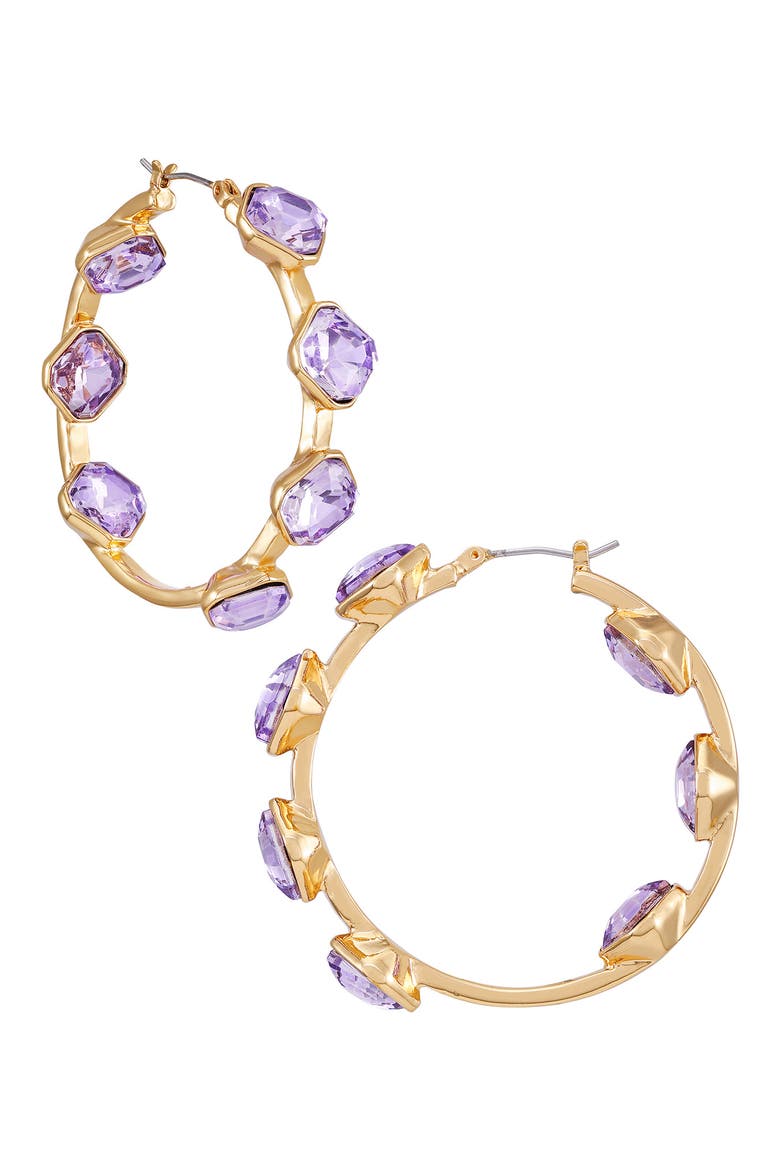 Crystal Hoop Earrings, Main, color, GOLDTONE