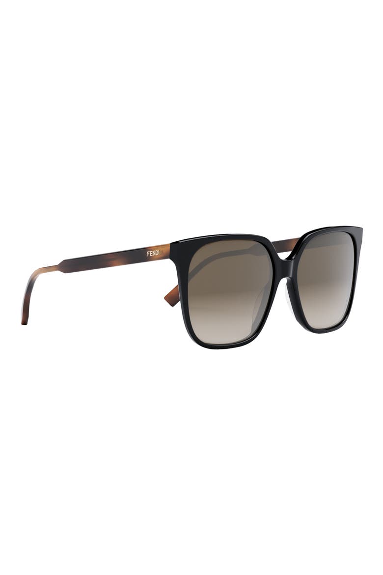 'Fendi Fine 59mm Geometric Sunglasses, Alternate, color, BLACK
