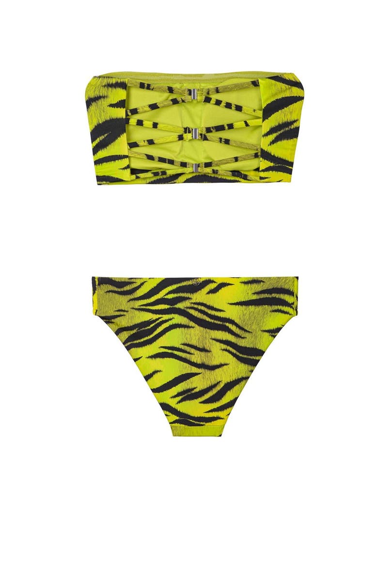 Capri Strapless Top / Side Bottom, Alternate, color, Lime Tiger Print