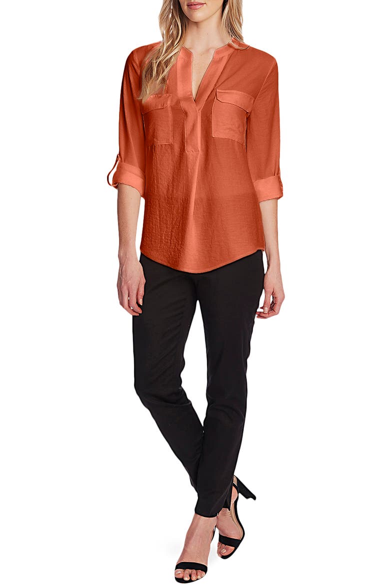 Matte Rumple Blouse, Alternate, color, BURNT COPPER
