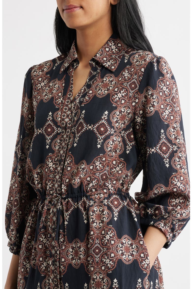 Mixed Paisley Long Sleeve Shirtdress, Alternate, color, BLACK MULTI