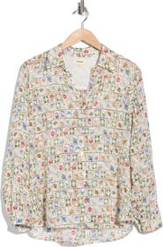 L'AGENCE Nina Mahjong Print Silk Shirt