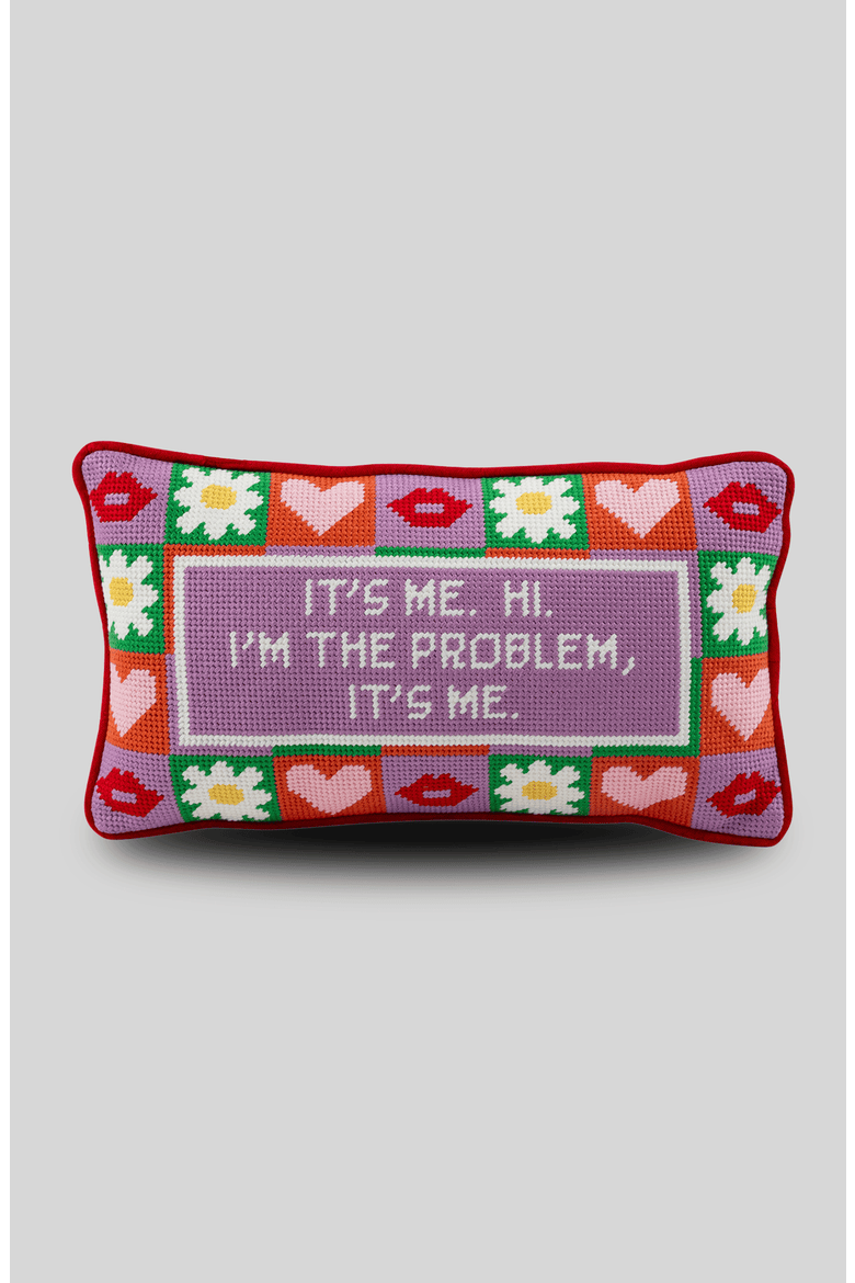 It's Me Needlepoint Pillow, Main, color, Purple, Red