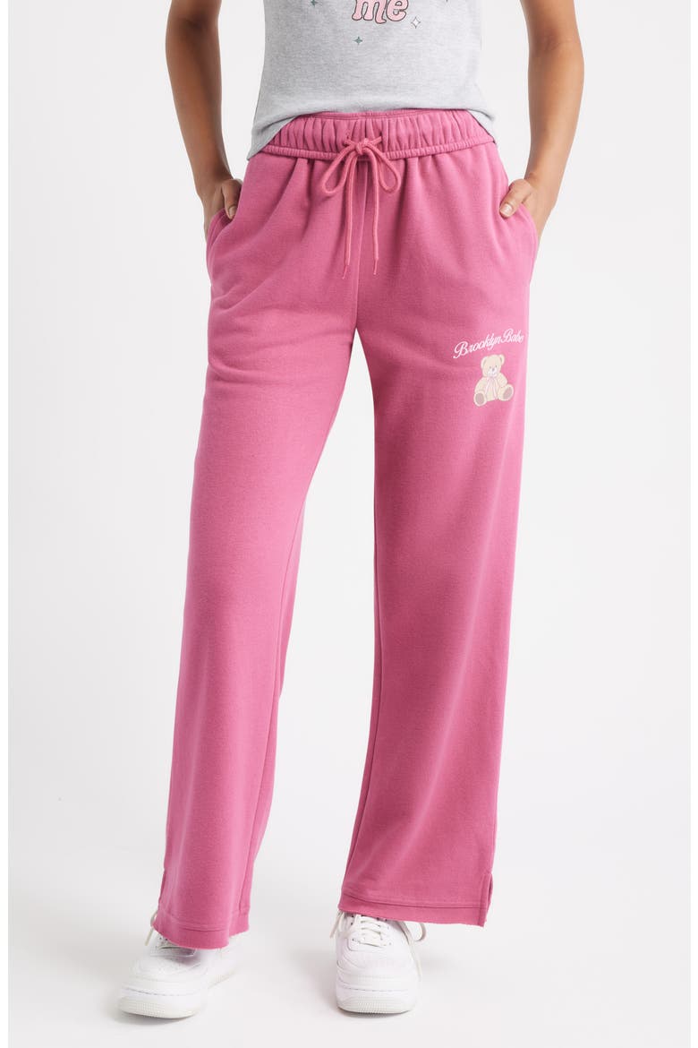Teddy Cotton Blend Fleece Sweatpants, Main, color, RED