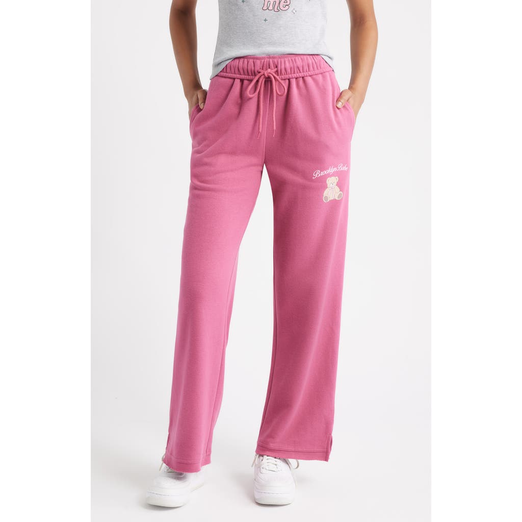 Vinyl Icons Teddy Cotton Blend Fleece Sweatpants In Pink
