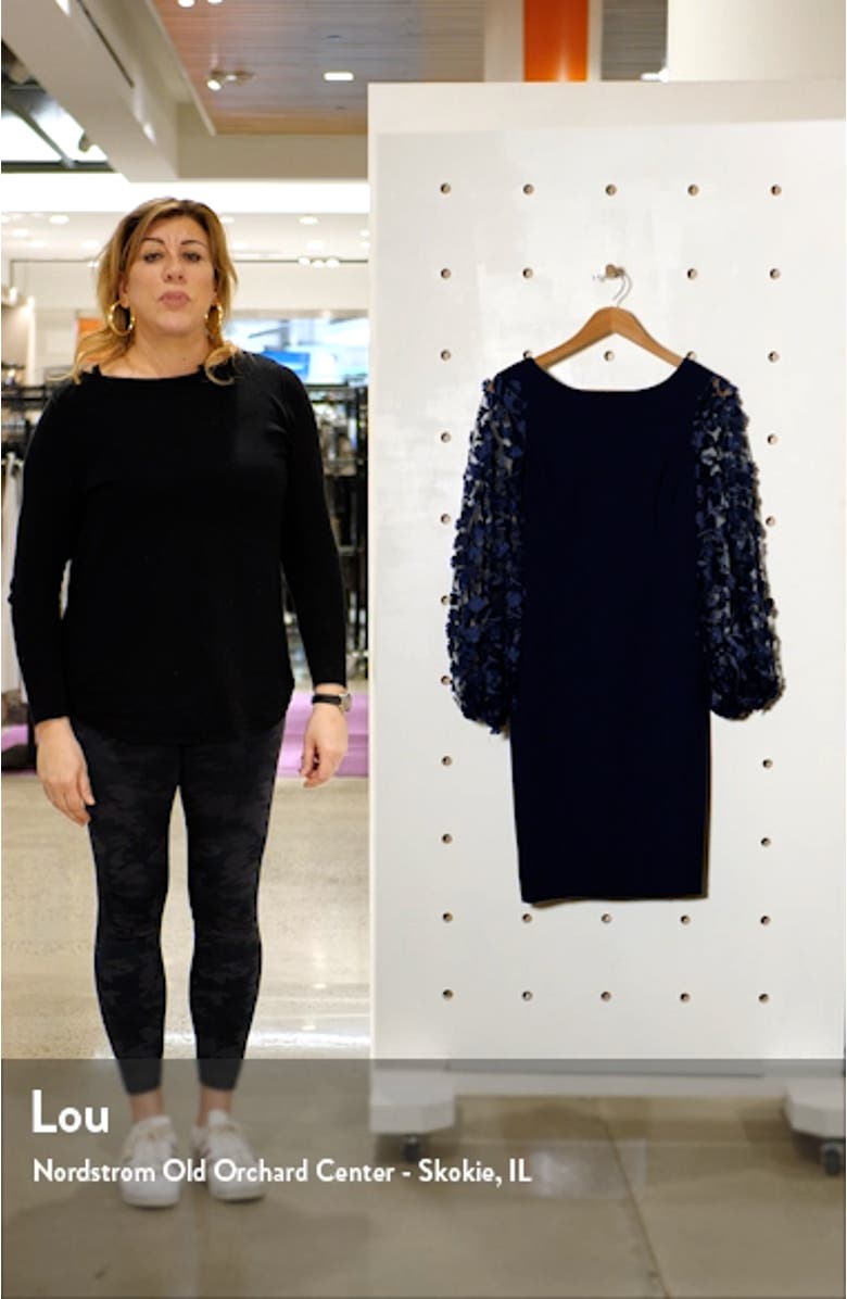 Floral Long Sleeve Sheath Cocktail Dress, sales video thumbnail