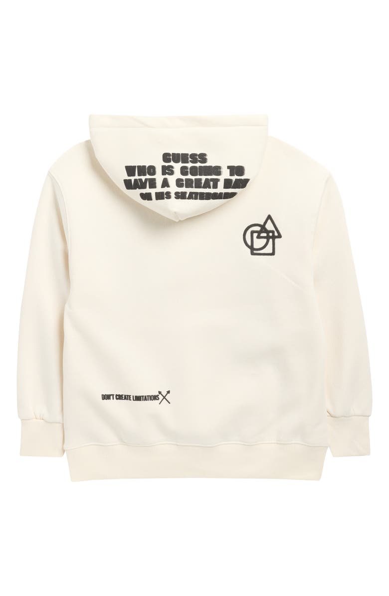 DENIM AND FLOWER Kids' Graphic Pullover Hoodie, Alternate, color, Off White