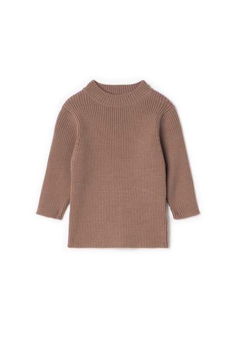 Ribbed Long Sleeve Mock Neck Knit Top (Toddler, Little Kid & Big Kid)