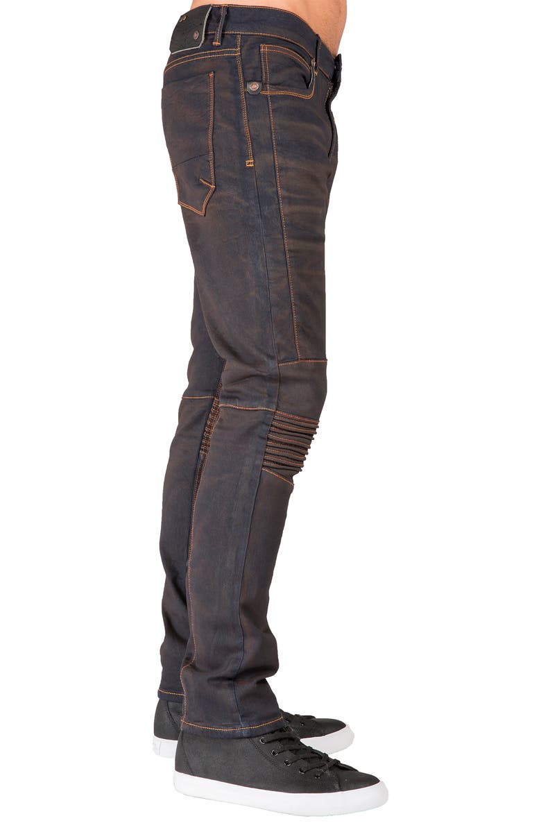 LEVEL 7 Slim Tapered Fit Moto Jeans, Alternate, color, Dark Copper