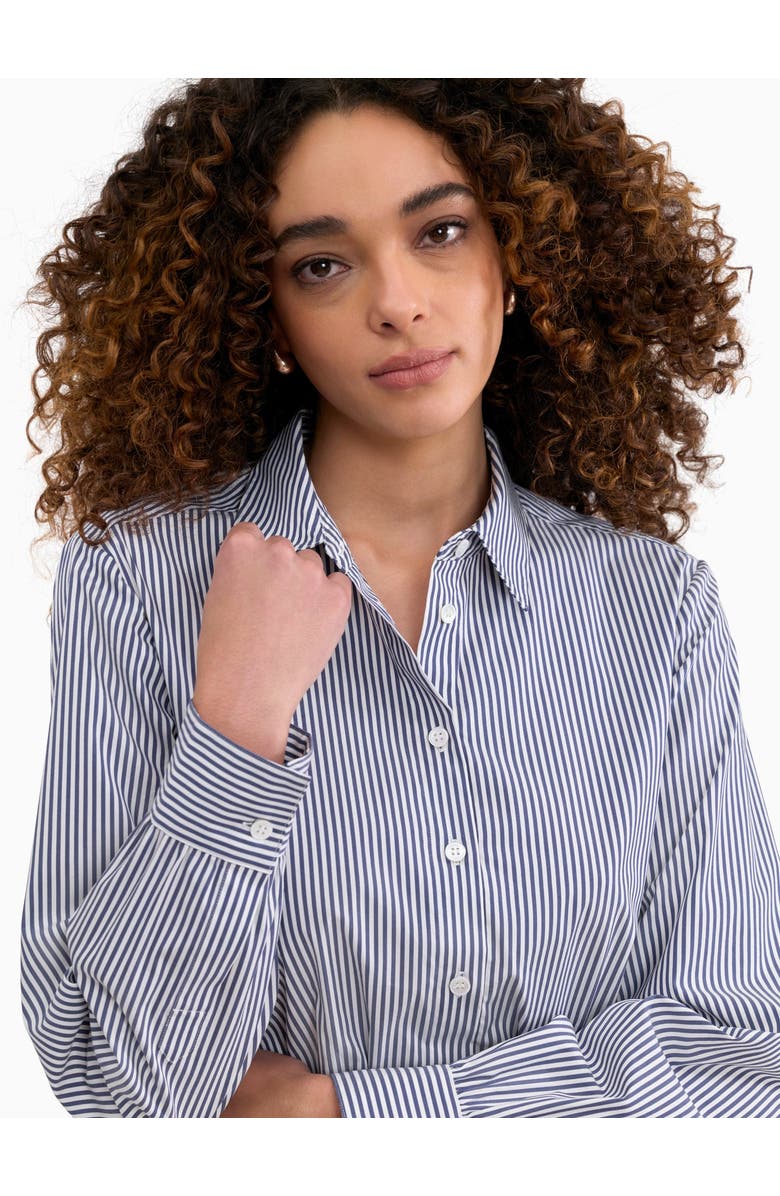 Rebecca Taylor Joselene Poplin Dress, Alternate, color, Navy Stripe