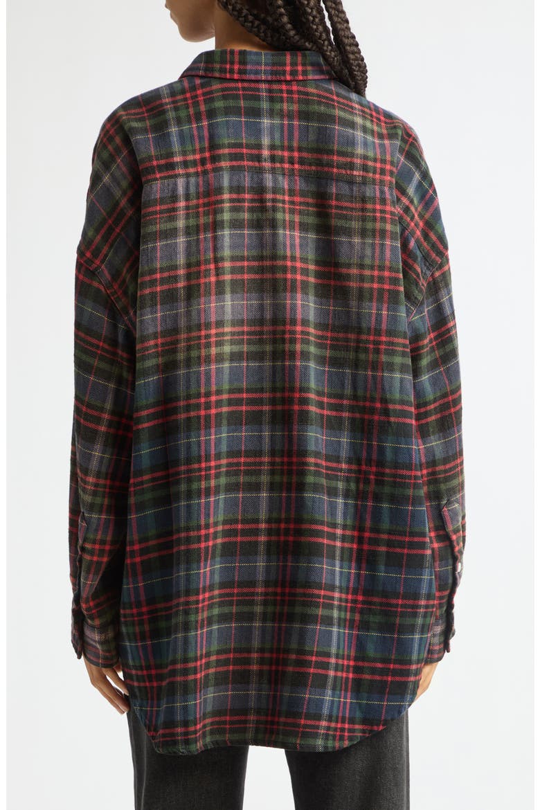 Drop Neck Plaid Cotton Workshirt, Alternate, color, NAVY GREEN PLAID