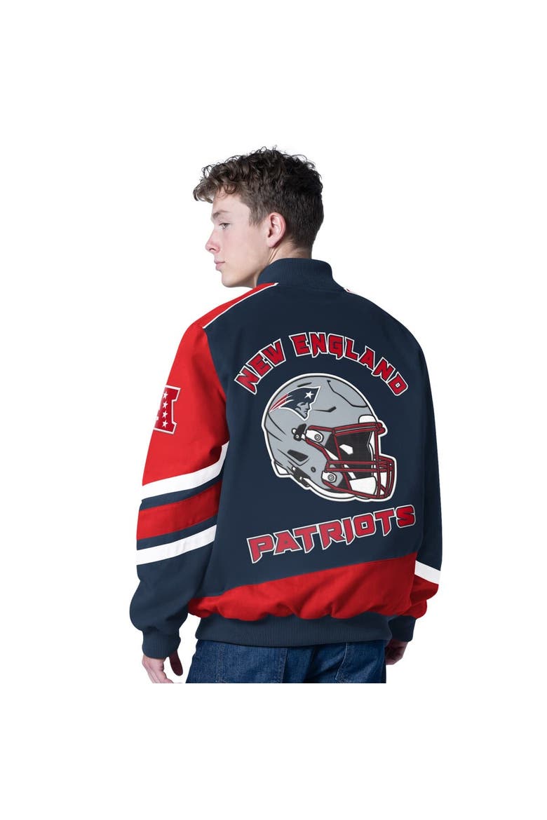 Men's G-III Sports by Carl Banks Navy New England Patriots Prime Time Full-Zip Racing Jacket, Alternate, color, Navy