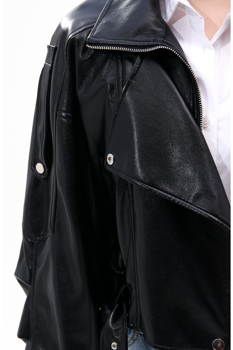 Faux Leather Moto Jacket, Alternate, color, BLACK