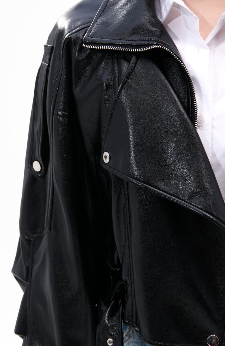 AZALEA WANG Faux Leather Moto Jacket, Alternate, color, Black