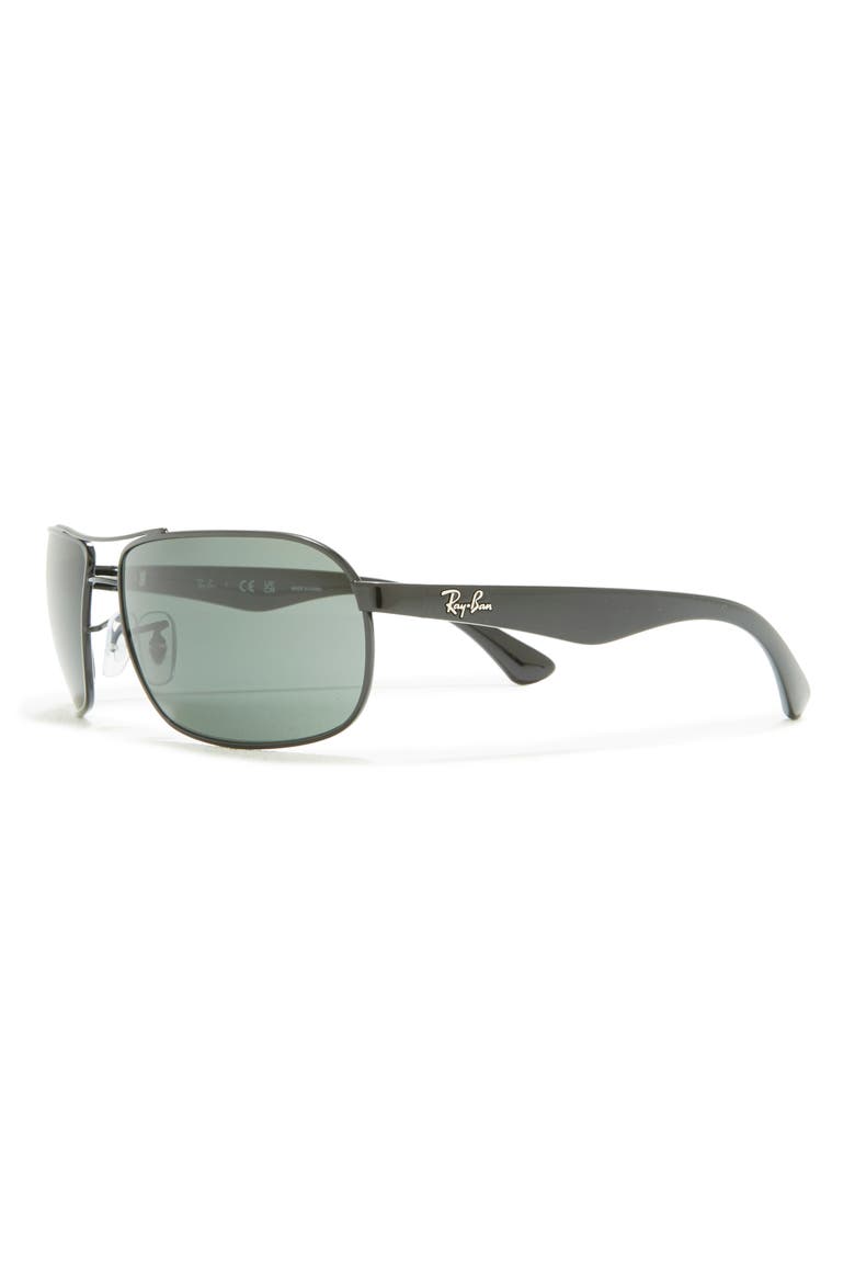 62mm Square Pilot Sunglasses, Alternate, color, BLACK