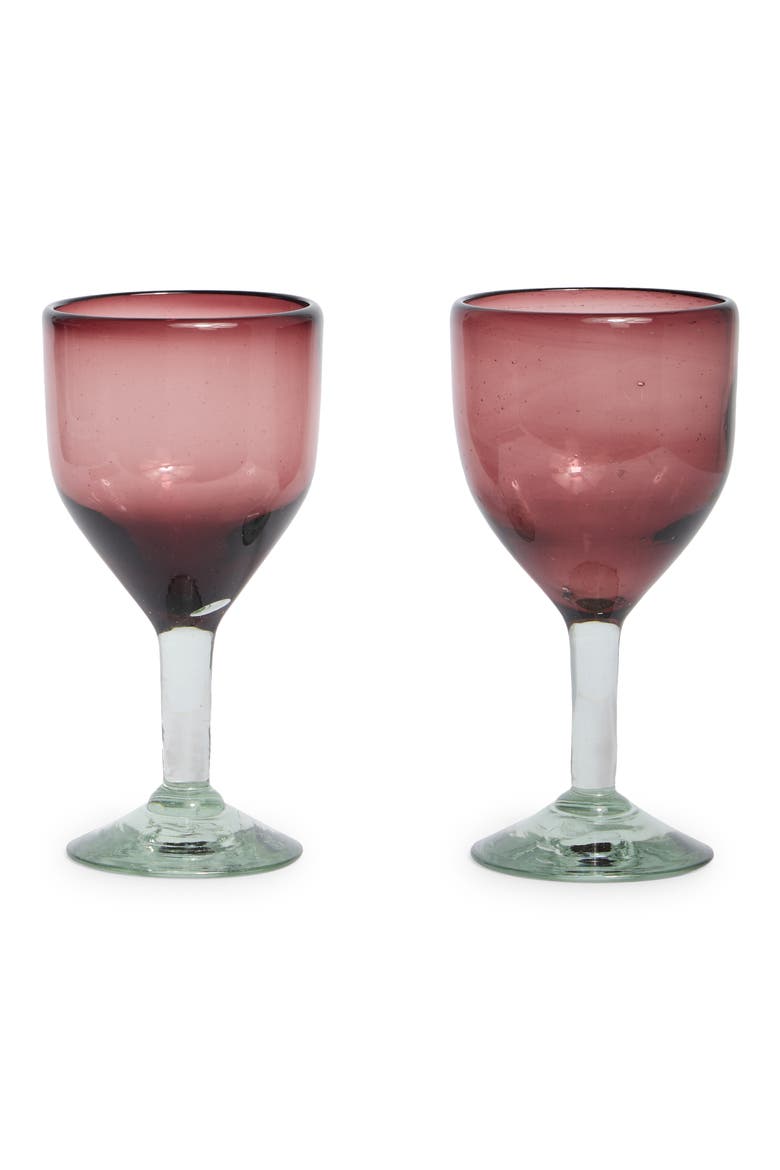 Rosdao Tinted Stemmed Set of 2 Wine Glasses, Main, color, ROSADO TINTED GLASS