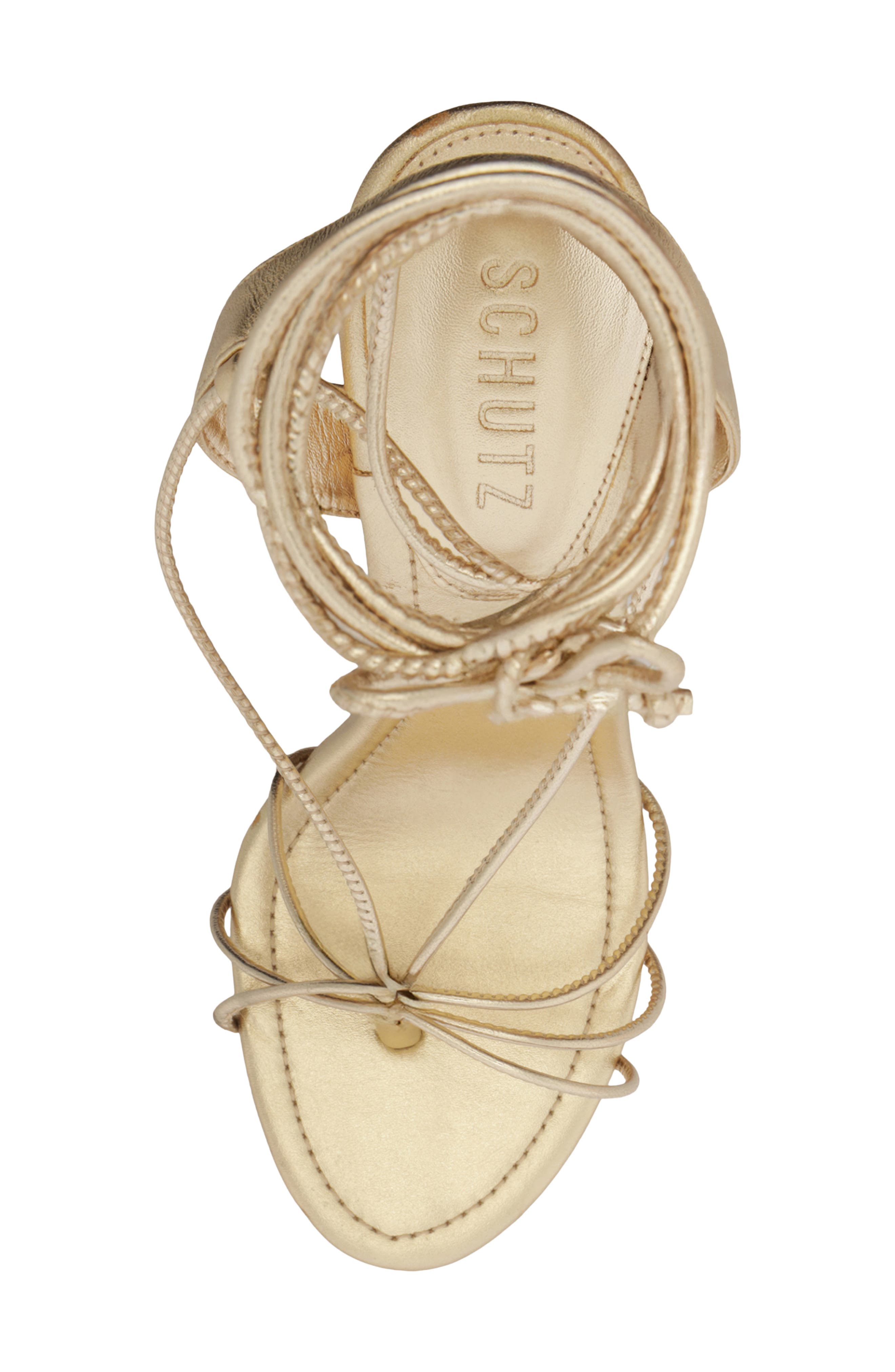 Schutz Demetria Ankle Strap Stiletto Sandal, Alternate, color, Platina