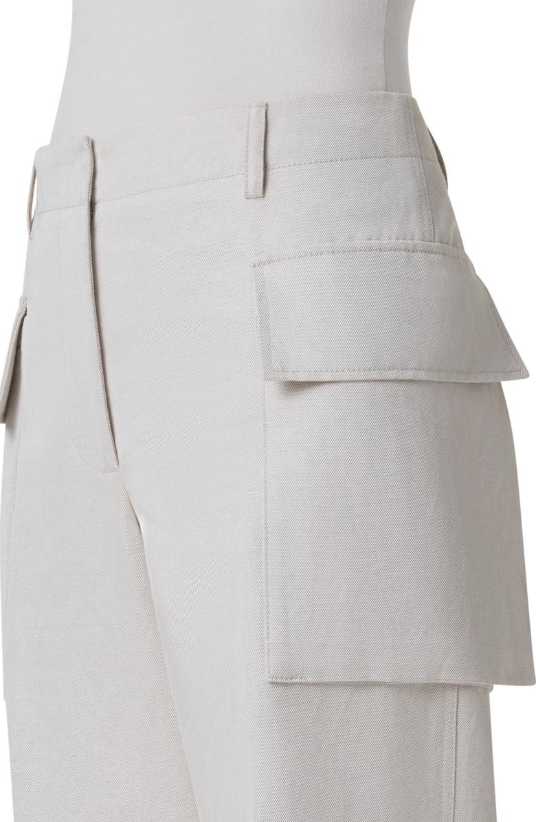 Akris Marley High Waist Cotton & Linen Twill Cargo Pants, Alternate, color, Greige