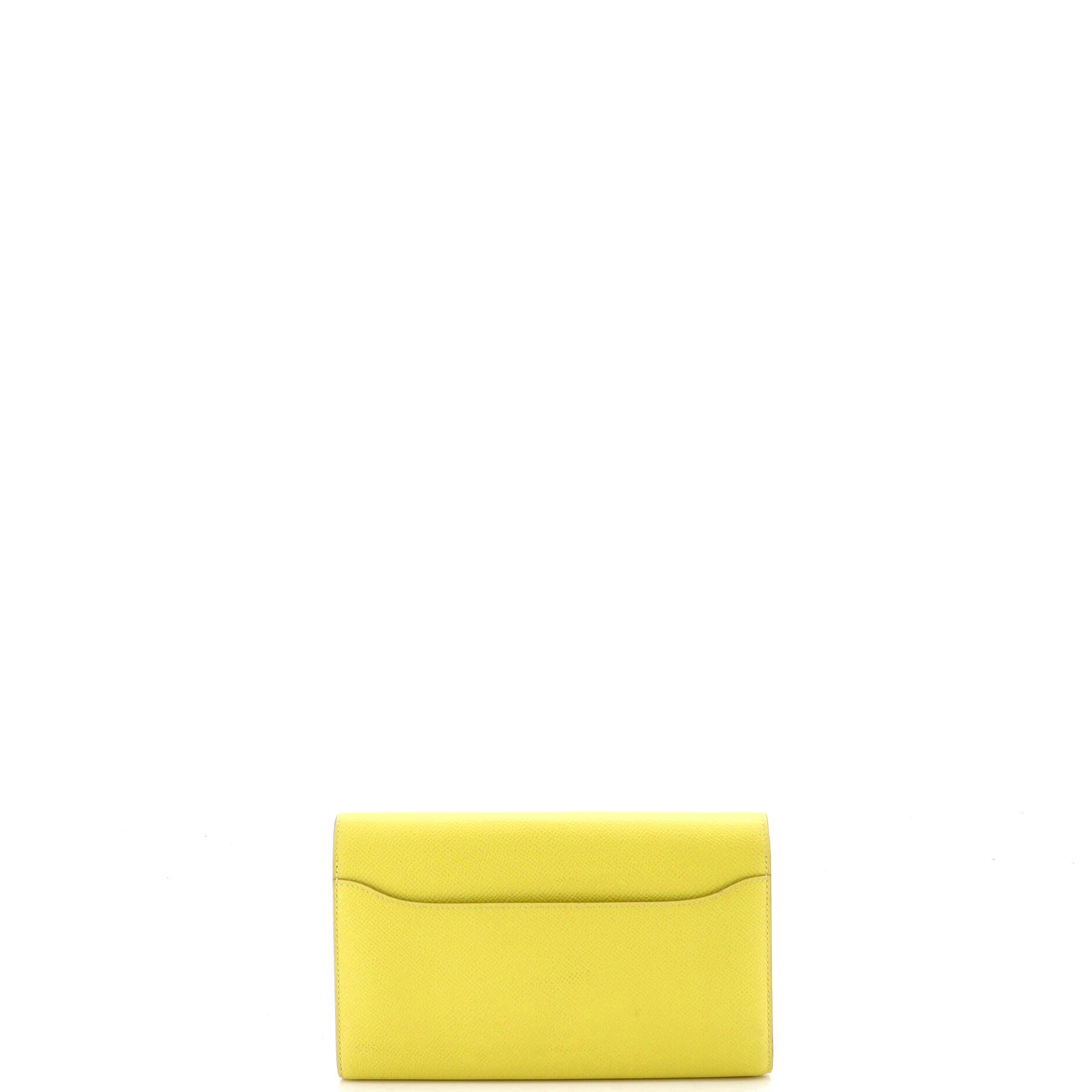 Pre-Owned Hermes Constance Wallet Epsom Long, Alternate, color, Lime