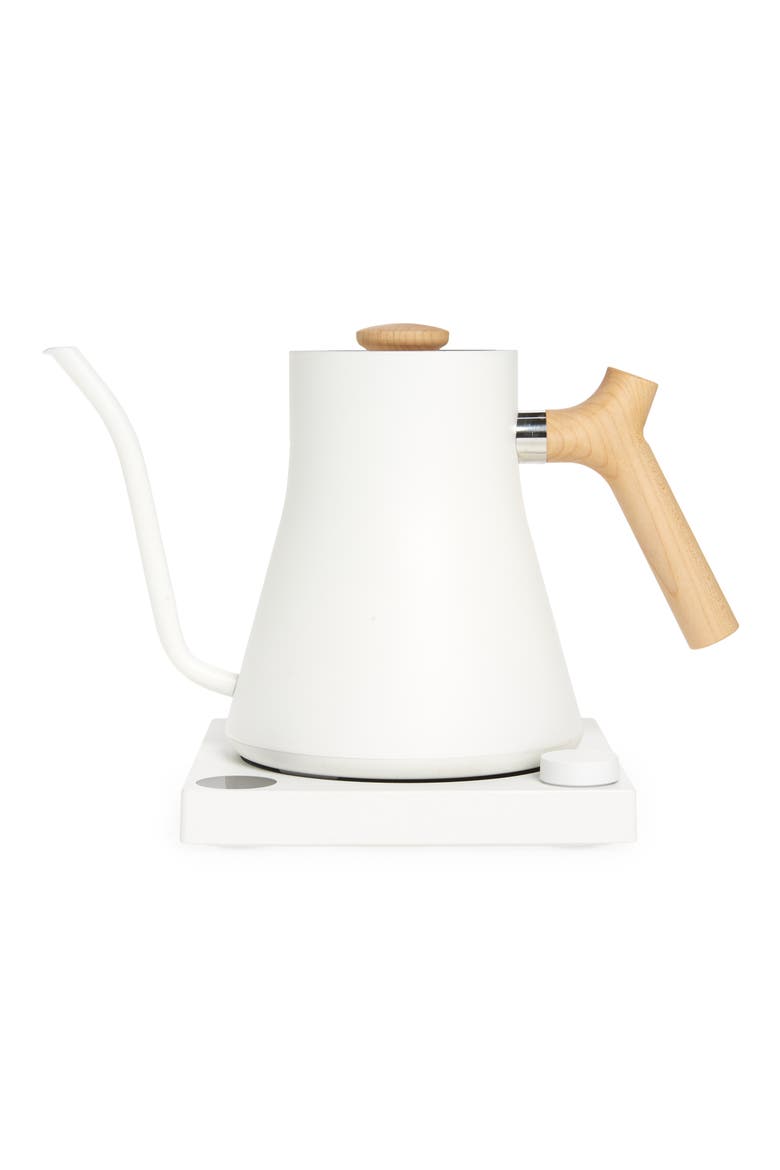 Stagg EKG Electric Pour Over Kettle, Main, color, MATTE WHITE WITH MAPLE ACCENTS