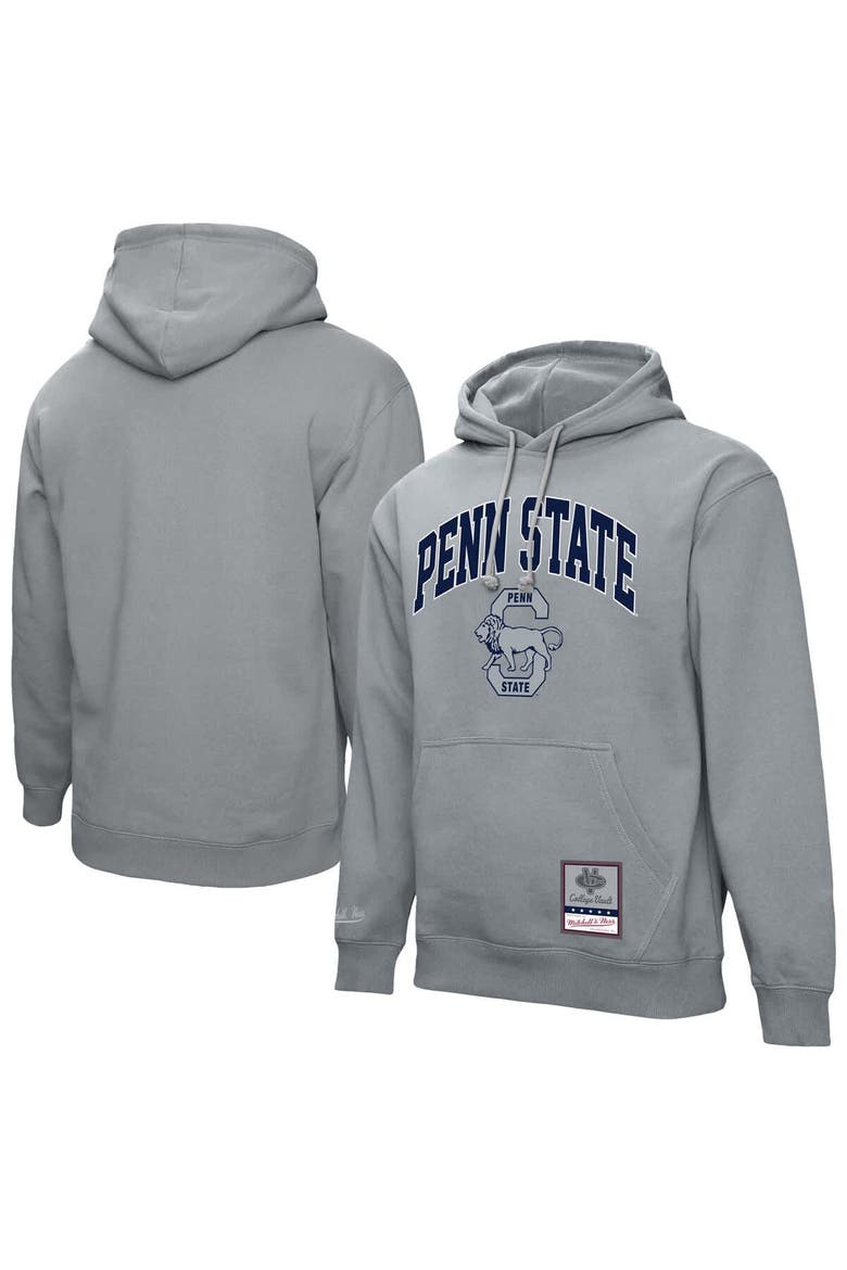 Men's Mitchell & Ness  Heather Gray Penn State Nittany Lions Classic Arch Pullover Hoodie, Alternate, color, Heather Gray