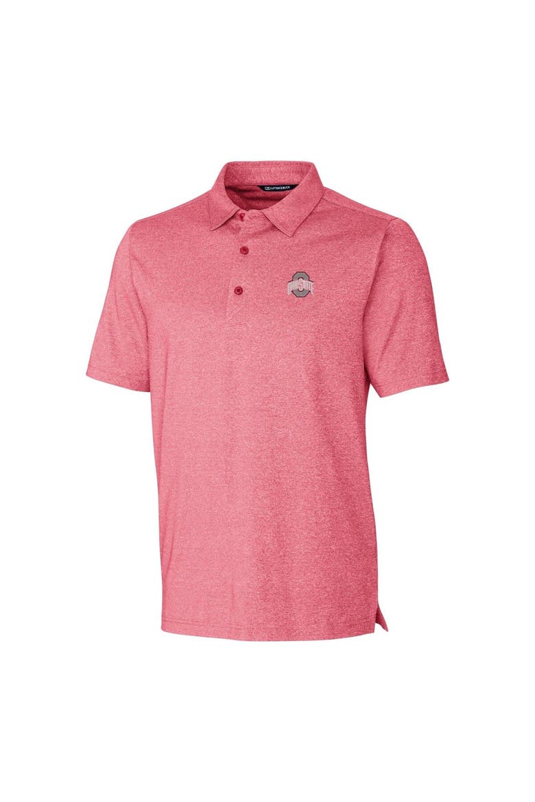 Men's Cutter & Buck Heathered Scarlet Ohio State Buckeyes Forge Stretch Polo, Alternate, color, Heather Red