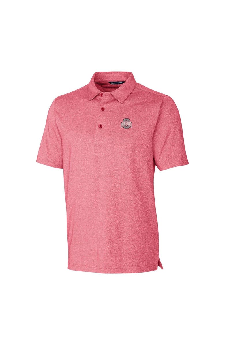 Cutter & Buck Men's Cutter & Buck Heathered Scarlet Ohio State Buckeyes Forge Stretch Polo, Alternate, color,
