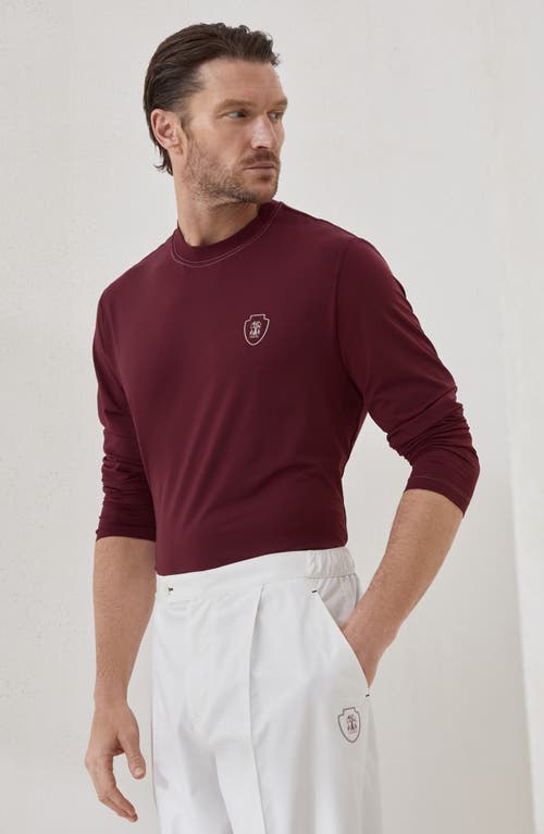 Brunello Cucinelli Comfort Nylon Long Sleeve T-shirt With Logo In Purple