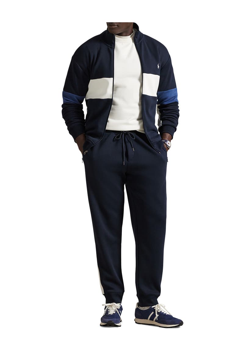 Big & Tall Double-Knit Mesh Mockneck Sweater, Alternate, color, AVIATOR NAVY