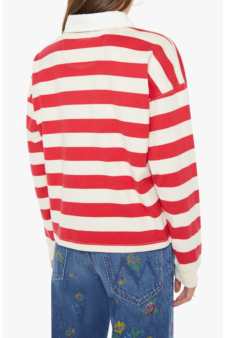 The Boxy Match Stripe Cotton Rugby Shirt, Alternate, color, TANGO RED