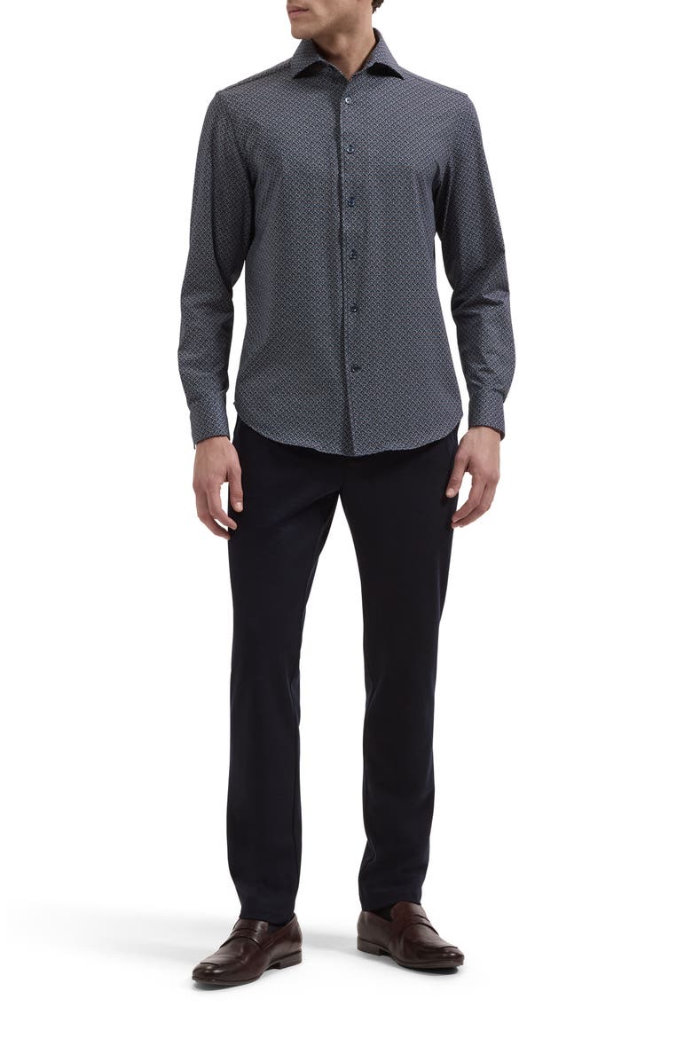 Devon OoohCotton® Print Button-Up Shirt, Alternate, color, NAVY