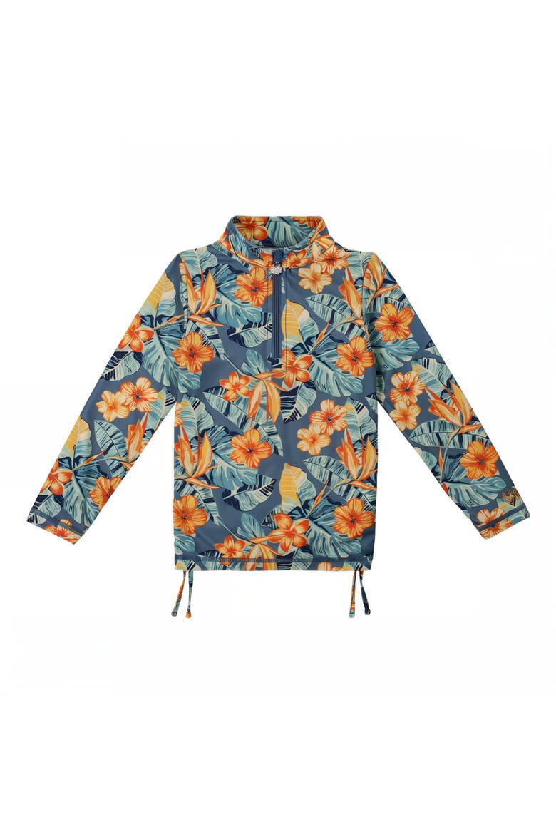 Half Zip Ruched Sun & Swim Shirt, Main, color, Maui Hibiscus