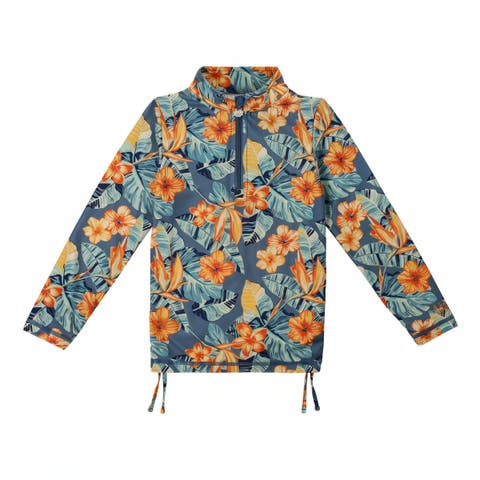 Half Zip Ruched Sun & Swim Shirt