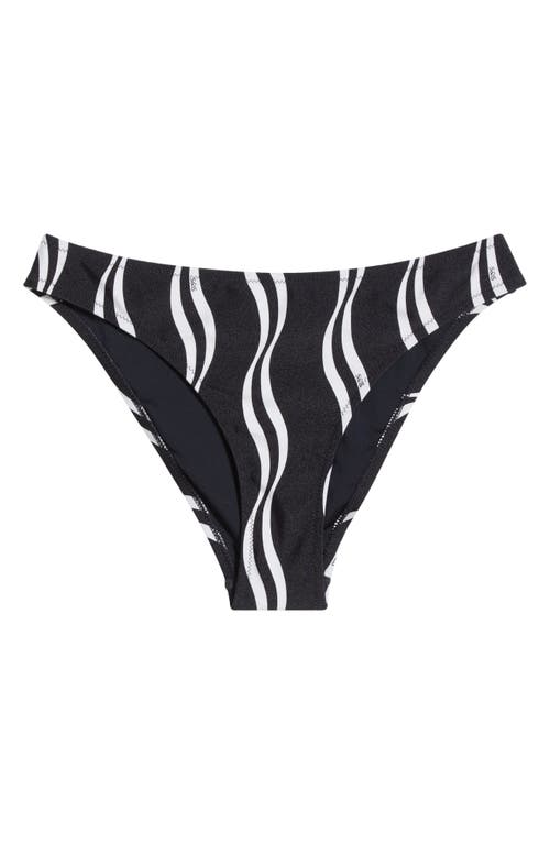 Solid & Striped The Tati Bikini Bottom In Wavy Stripe Noir