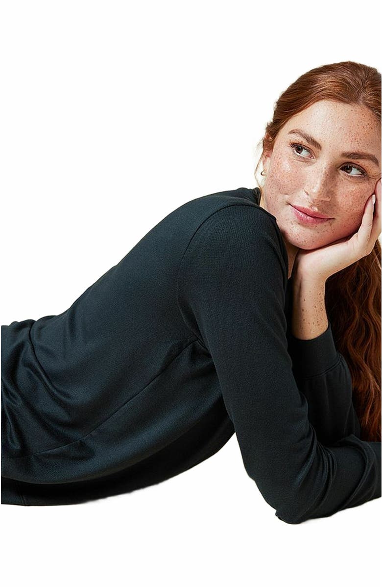 Softies Dream Jersey Long Sleeve Crew Neck Lounge Set with Jogger Pant, Alternate, color, Black