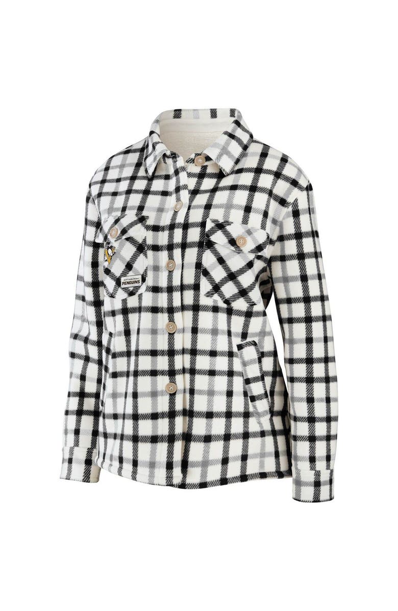 WEAR by Erin Andrews Women's WEAR by Erin Andrews Oatmeal Pittsburgh Penguins Plaid Button-Up Shirt Jacket, Alternate, color, Oatmeal