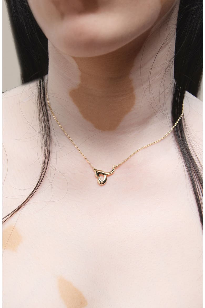 Love Heart Short Necklace in Gold, Alternate, color, Gold
