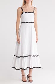 BY DESIGN Ipanema Rickrack Trim Fit & Flare Dress