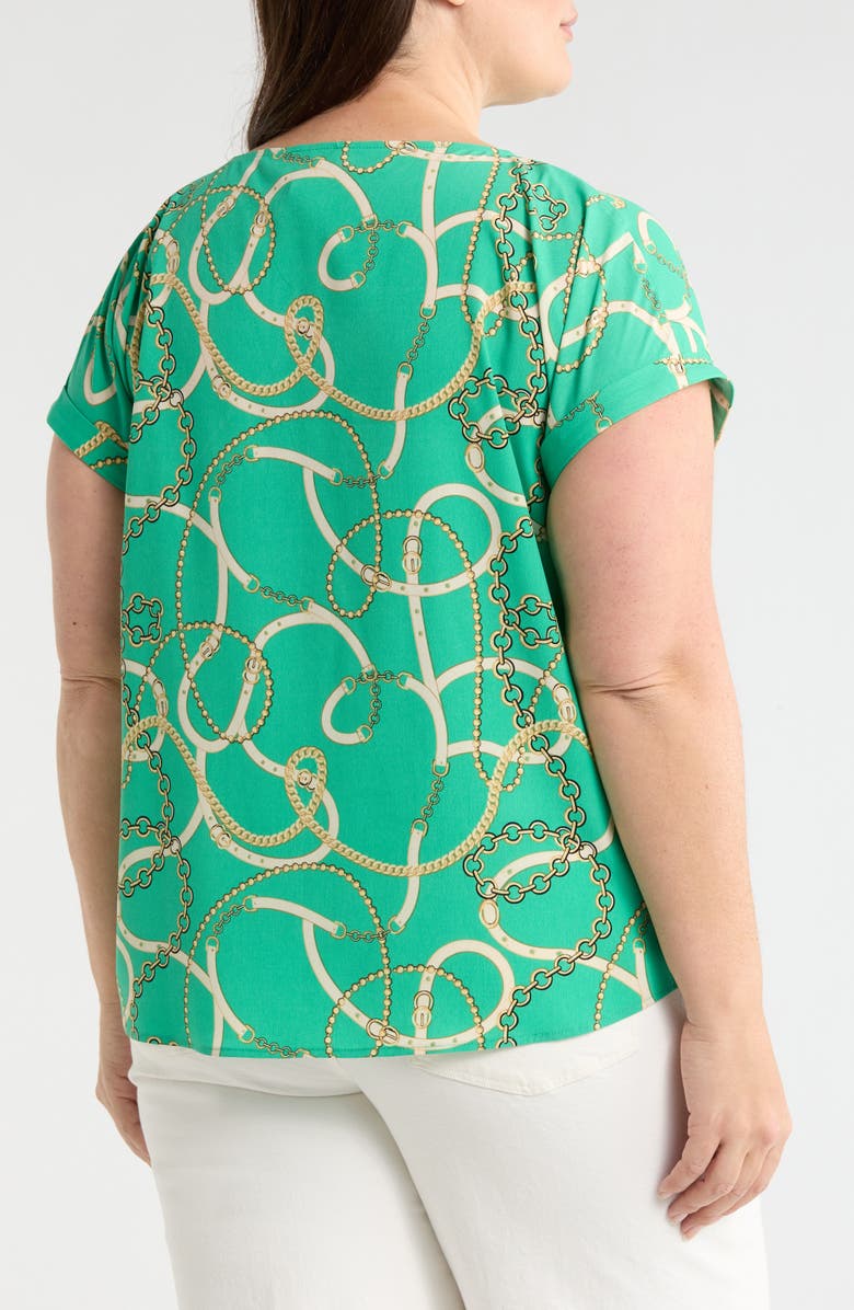 Jones New York Print Button Detail Top, Alternate, color, Kelly Multi