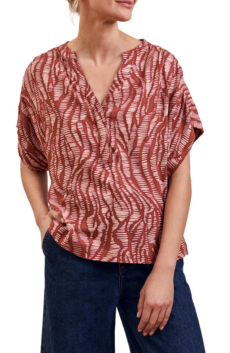 Celtic & Co. Printed Drop Shoulder Top, Alternate, color, Pink Wavy Animal