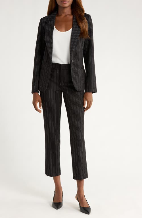 Liverpool Los Angeles Holly Stripe Welt Pocket Straight Leg Pants In Black