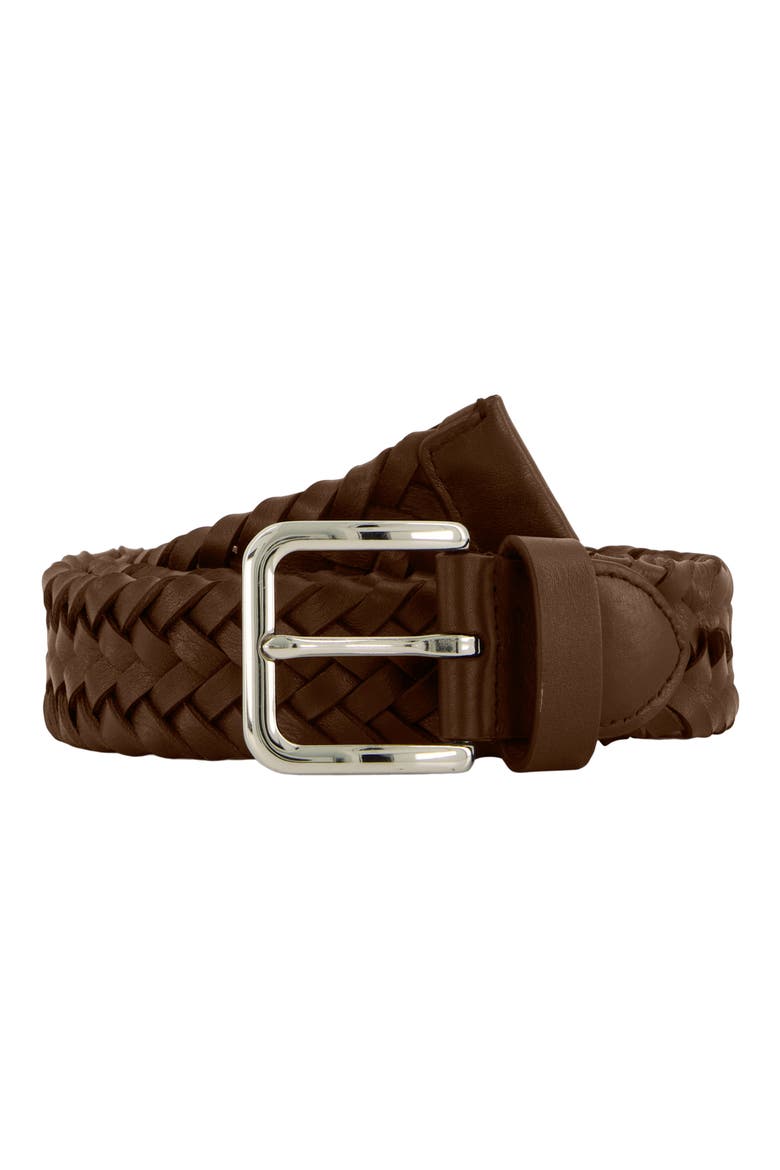 Alex Woven Leather Belt, Alternate, color, CACAO BROWN