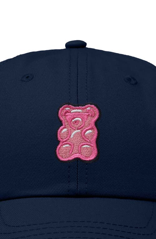 Dalix Pink Gummy Embroidered Casual Cap In Navy Blue