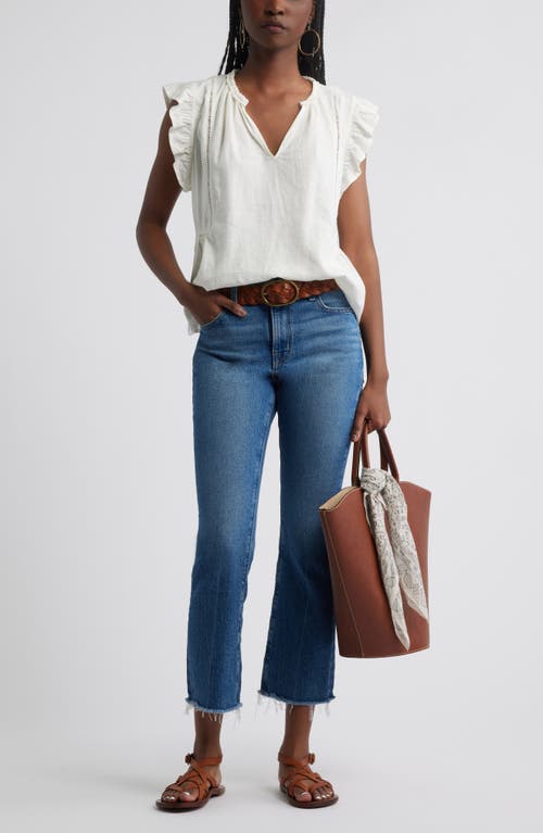 Treasure & Bond Ruffle Sleeve Linen Blend Top In White