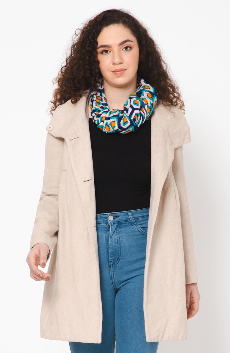 Vismaya Woven Wool Fringe Scarf, Alternate, color, Navy Pentagon